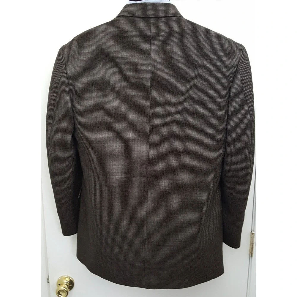 Oscar de la Renta Men's 40R‎ Nailshead Black Brown 2 Button Jacket Blazer Coat